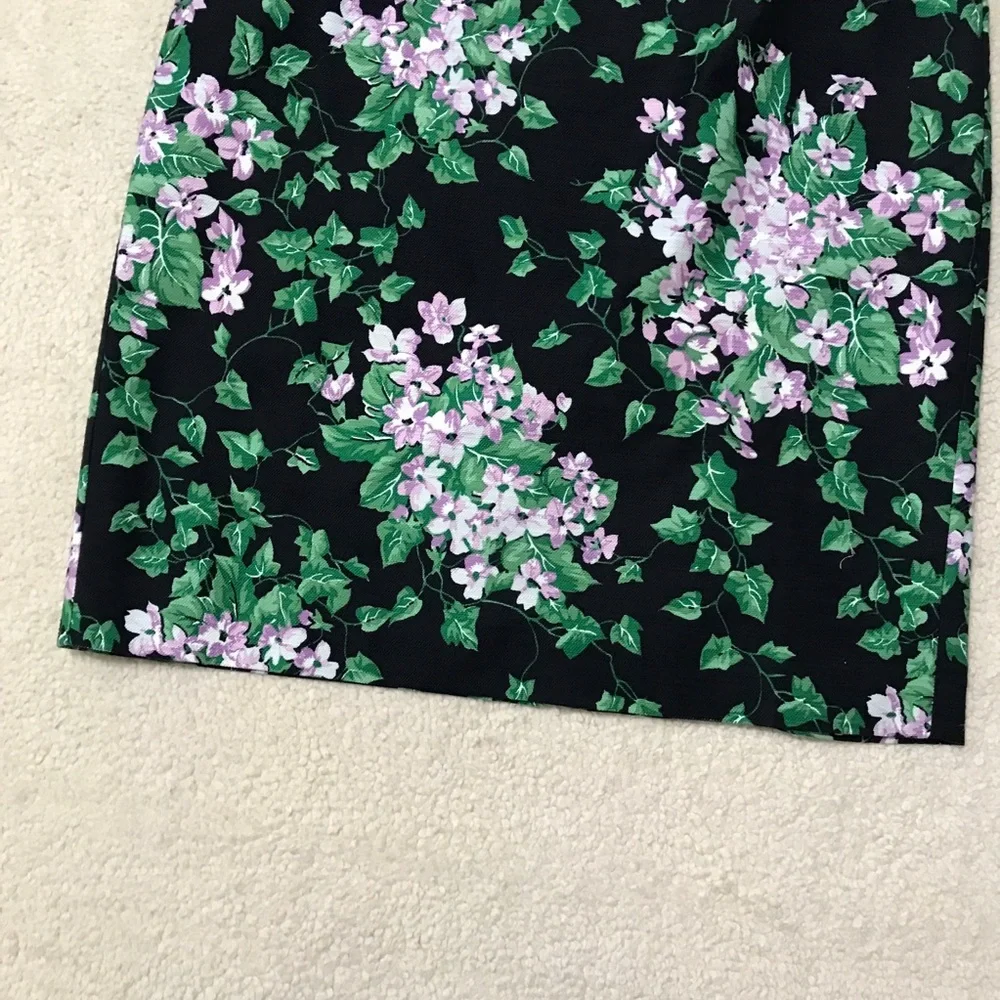 Talbots Navy Pencil Skirt with Green and Lilac Floral Print - Picture 11 of 15